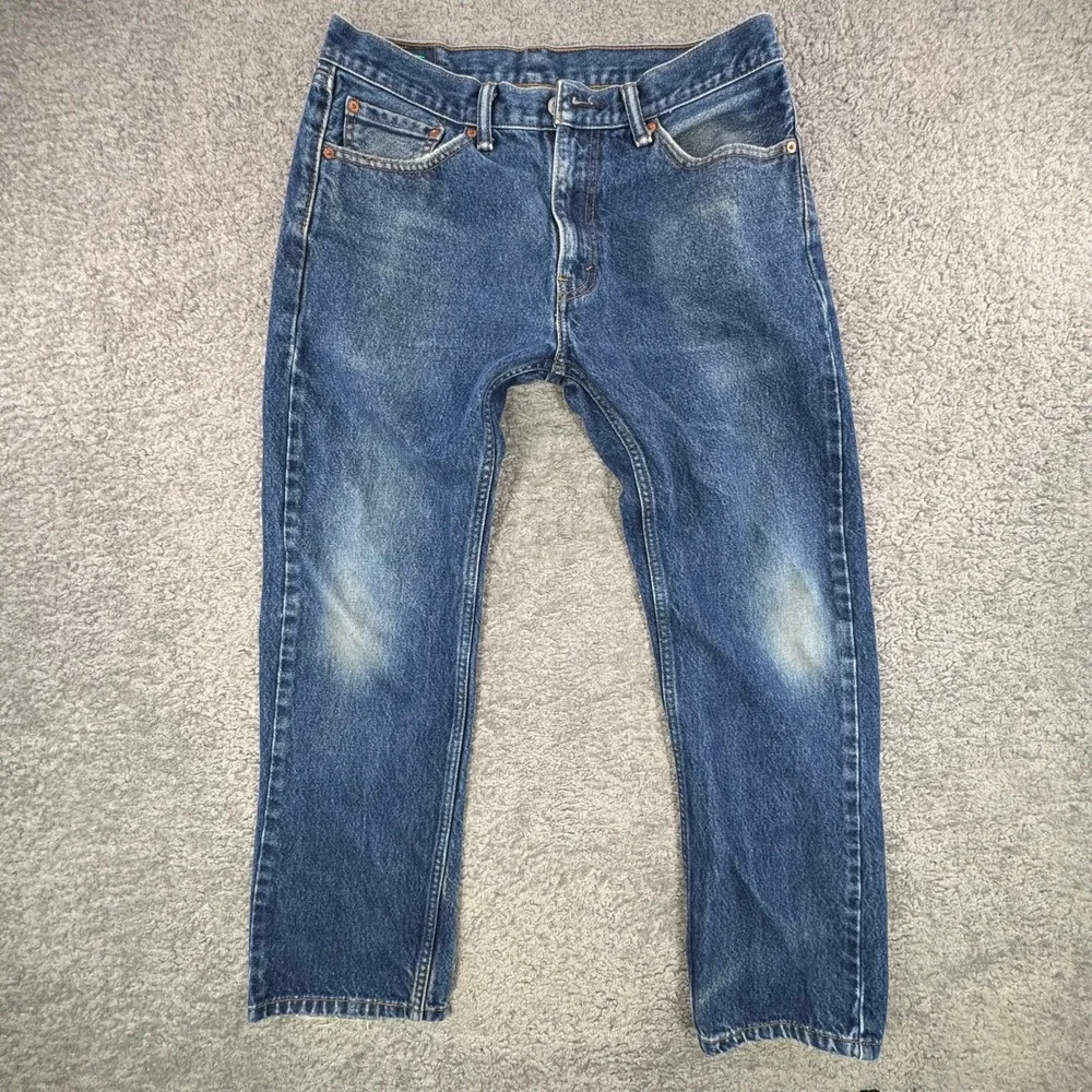 VTG Levis 505 Regular Fit Straight Leg Jeans Men 33x30 Med Wash Distressed Faded